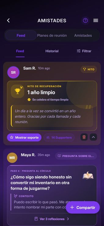Pantalla de la app 3 de 10: La recuperación es mejor juntos
