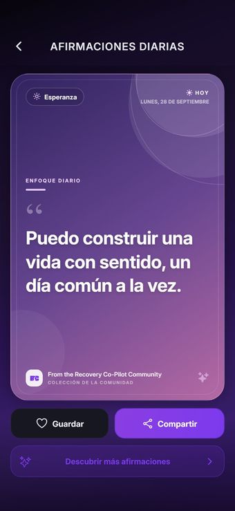 Pantalla de la app 6 de 10: Empieza cada día con esperanza