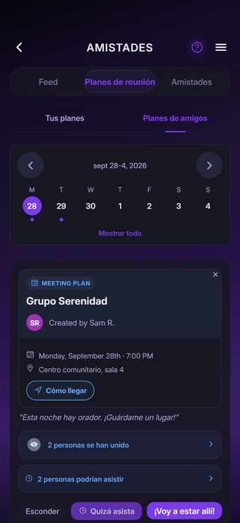 Pantalla de la app 7 de 10: Vamos juntos a las reuniones