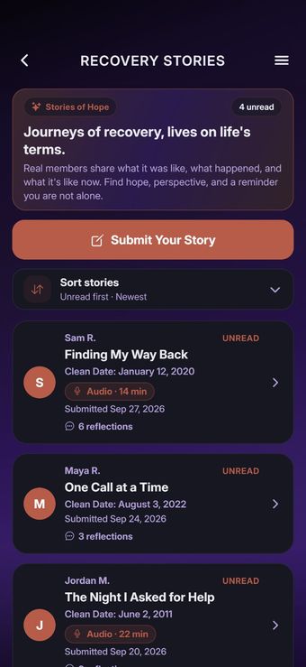 App screen 10 of 10: Hear stories of hope
